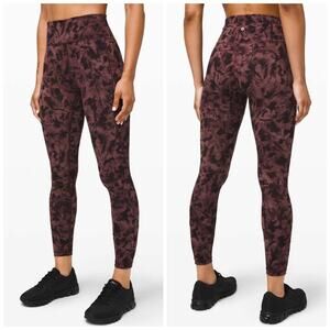 Lululemon In Movement Tight 25” Everlux Mini Dusk Floral Antique Bark Black